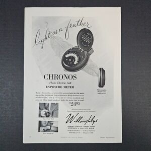 1951 Willoughbys Chronos Photo Electric Cell Exposure Meter Vintage Print‎ Ad